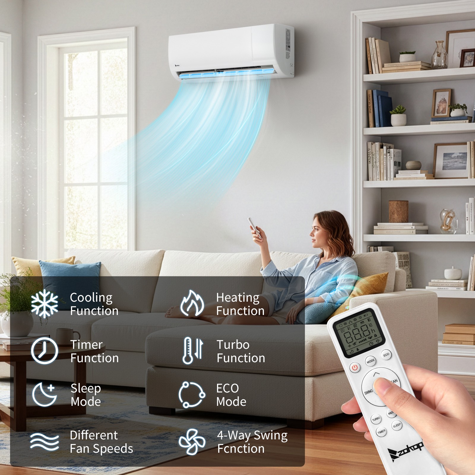 9000 BTU Air Conditioner Mini Split 19 SEER2 INVERTER AC Ductless Heat Pump 115V