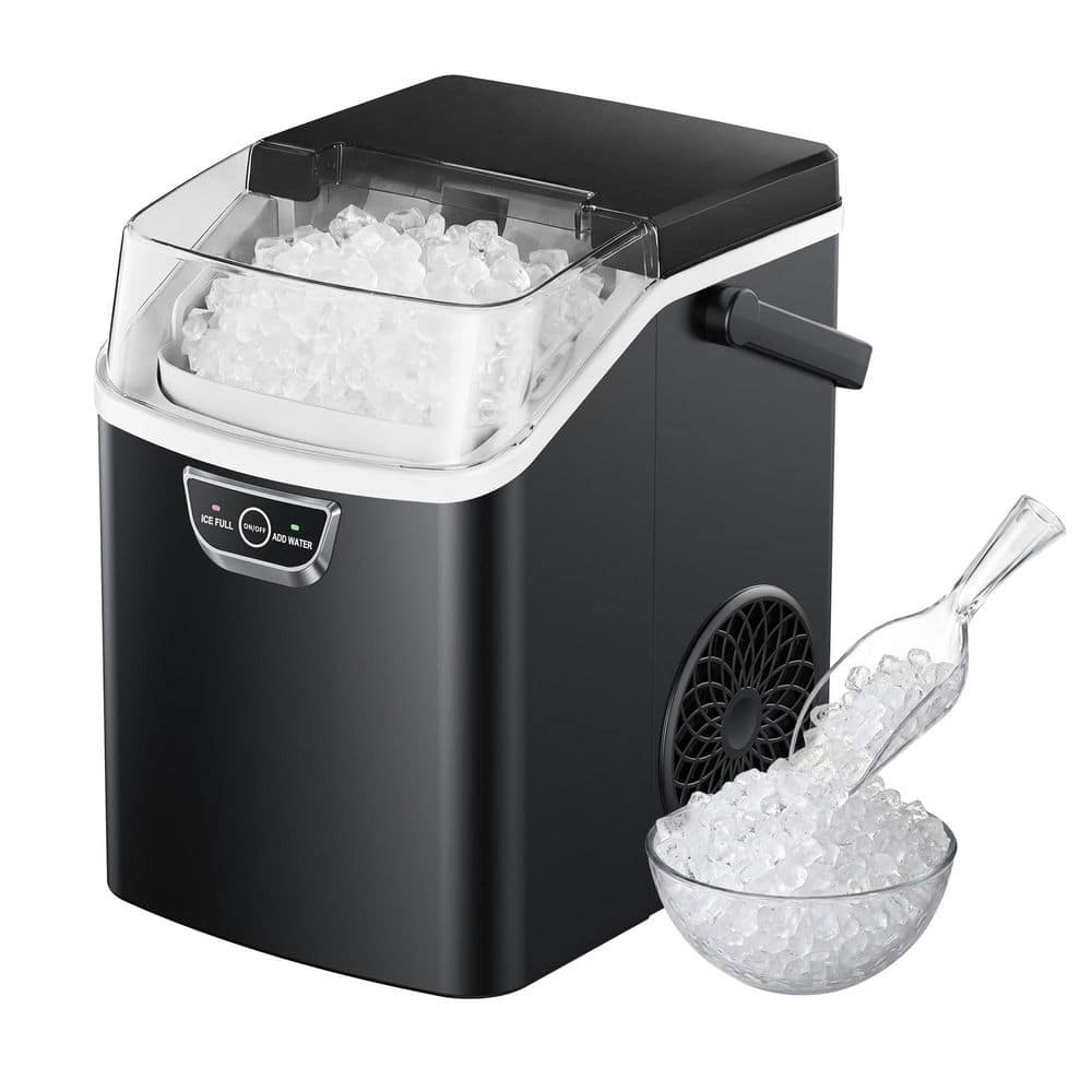 EUHOMY 9.5 in. 35 lb. Nugget Ice Portable Countertop Maker Black