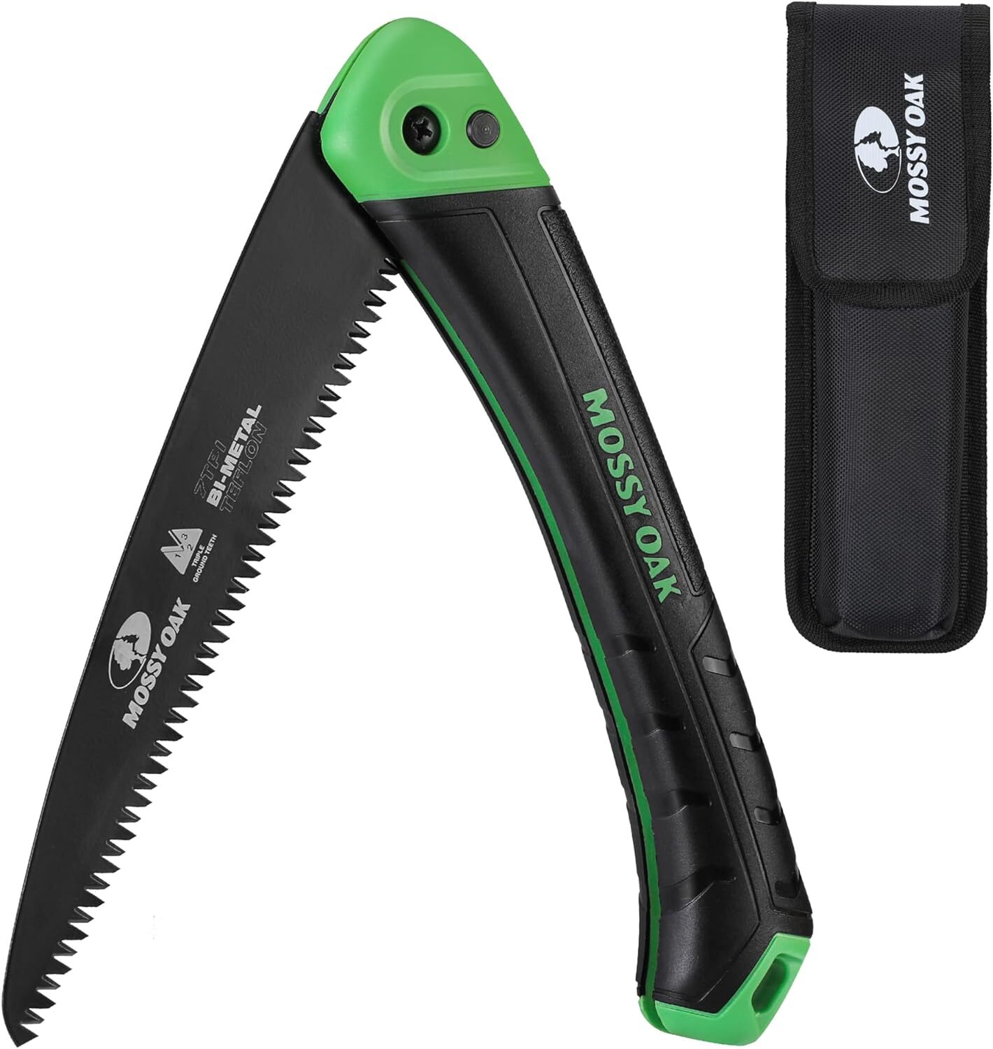 MOSSY OAK Folding Saw – 7 Inch Hand Saw with Pouch, D6A and M2 Bimetal Saw Blade