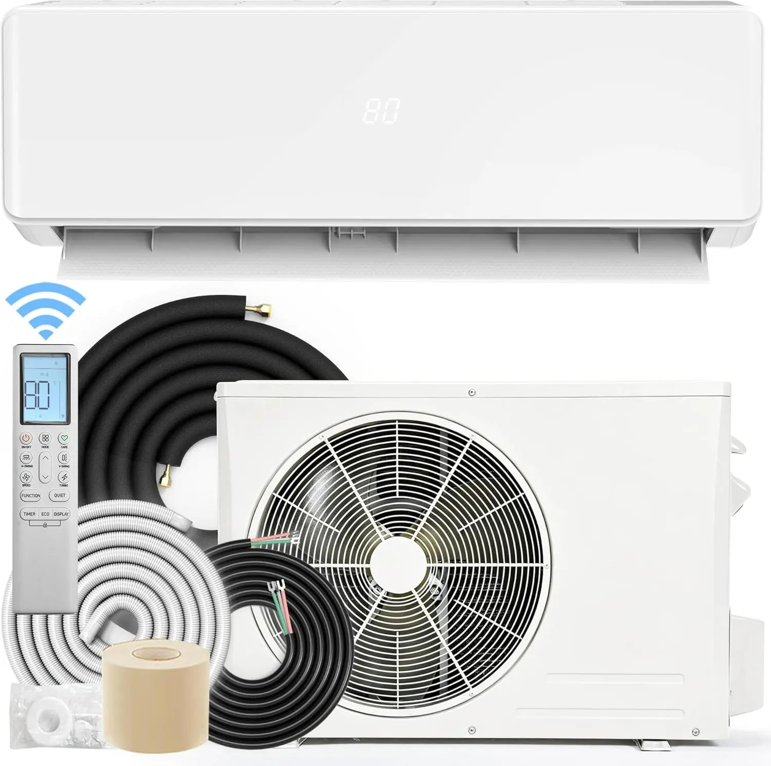 18000 BTU Mini Split AC Heat Pump 20 SEER2 230V 3 Level Eco 1250 Sq. Ft White