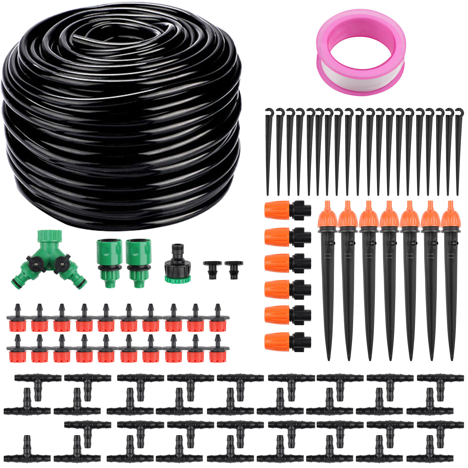 130FT Drip Irrigation System Garden Plant Self Watering Micro Hose Sprinkler Kit