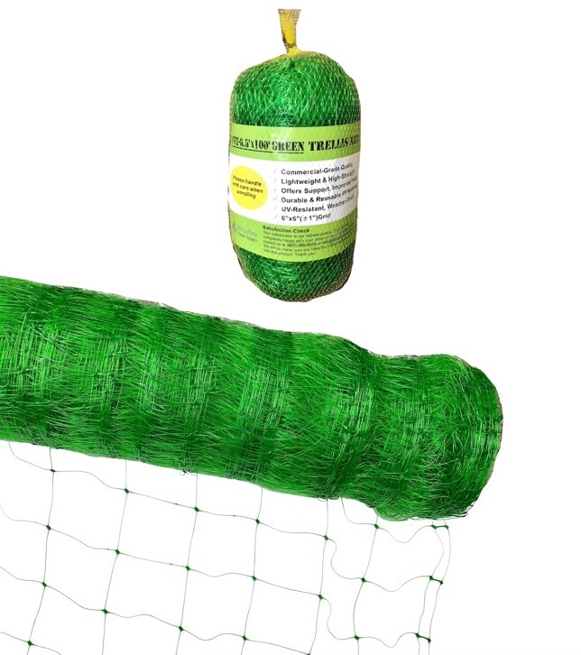 Green Plastic Trellis Netting for Climbing Plants – COMMERCIAL GRADE Trellis Net