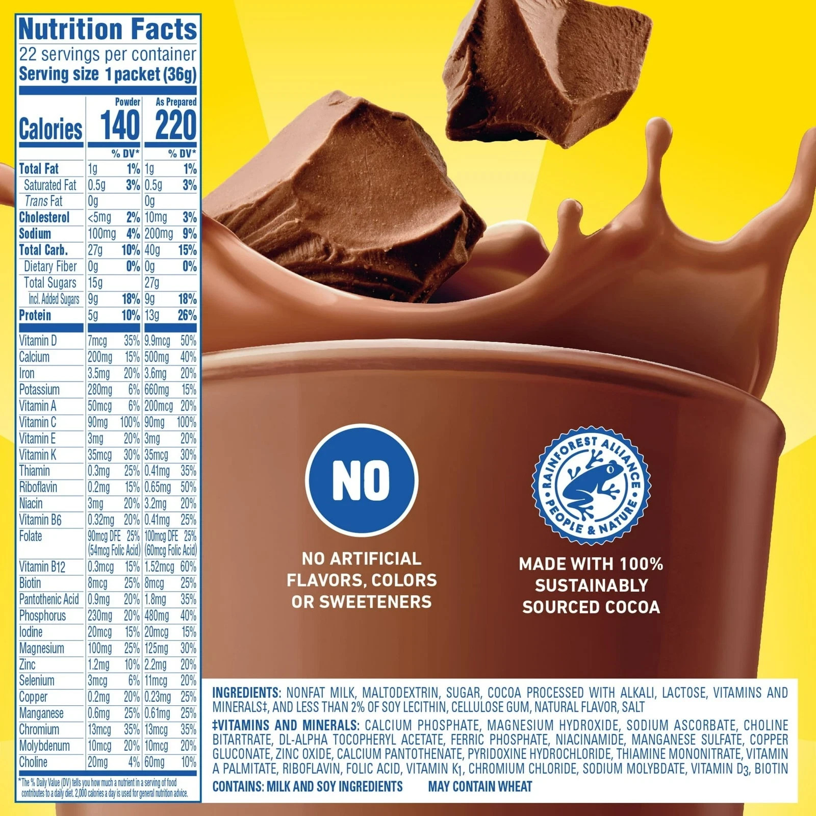 Carnation Instant Breakfast Powder Drink Mix, Rich Milk Chocolate, Box of 22..