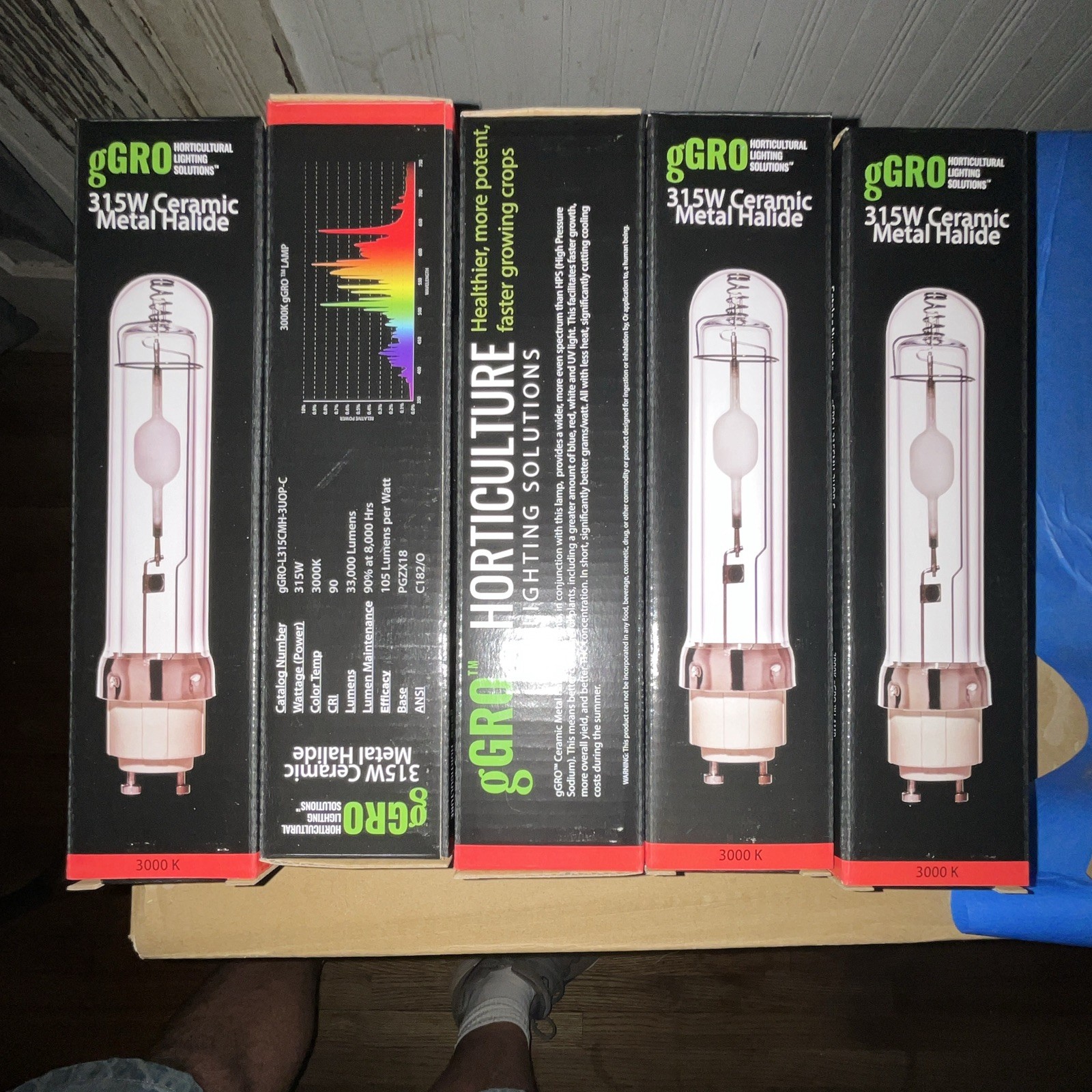 gGRO 315W CMH HID Grow Light Bulb 3000K PGZX18 Base 33,000 Lumens lot of 5