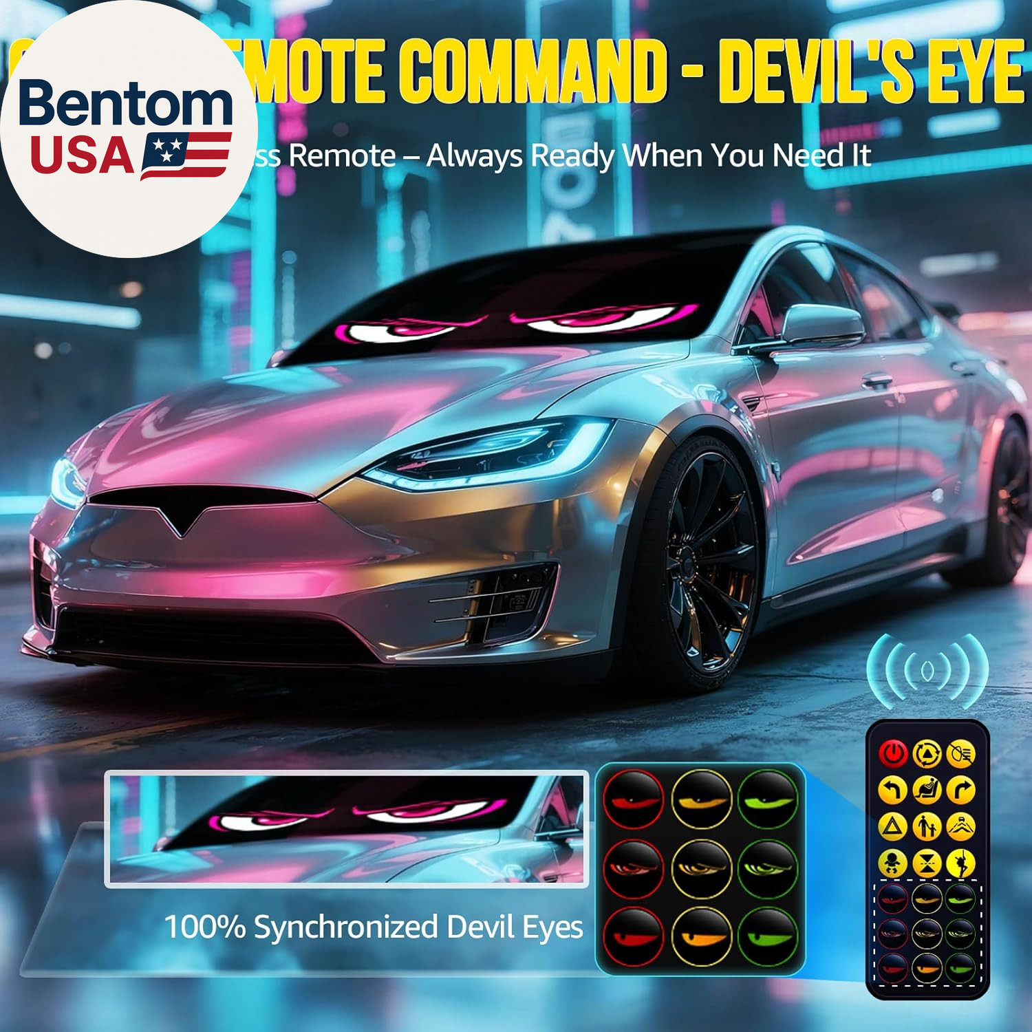 Devil Eyes Light 2PC for Windshield-23.42X4.72In Programmable LED Eyes [Advance