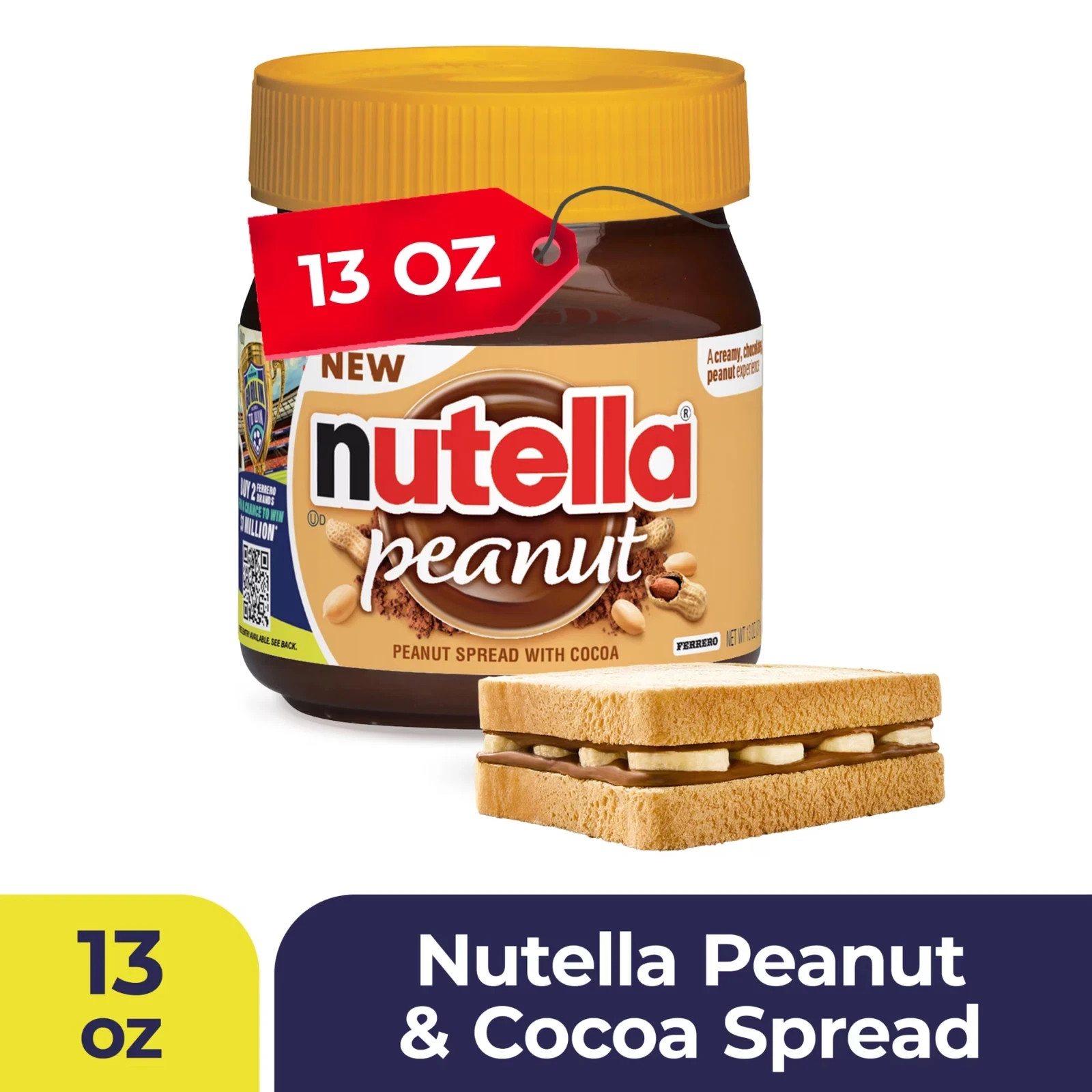 Nutella Peanut Spread With Cocoa, 13 oz…….