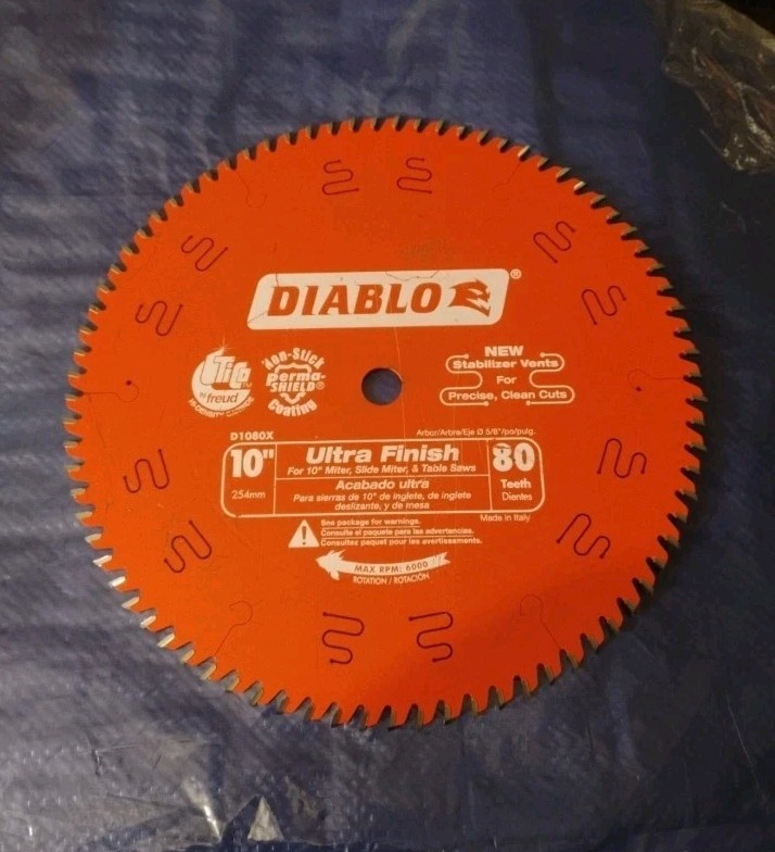 FREUD DIABLO (10-inch x 80-tooth) Ultra Finish Carbide Circular Saw Blade D1080X