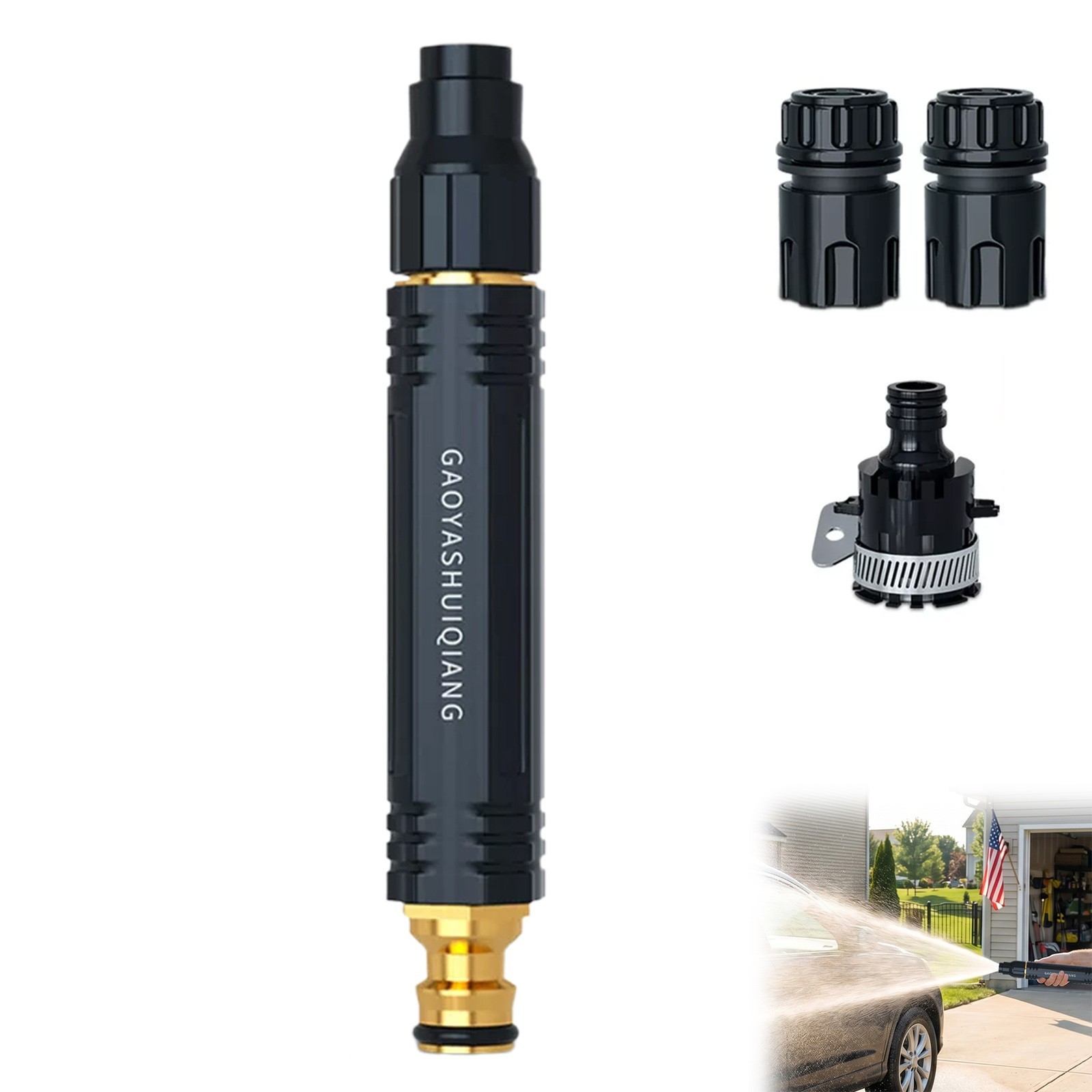 Larnto Heavy Duty Adjustable Hose Nozzle High Pressure Leak-Proof Metal Sprayer
