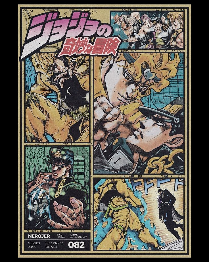 JoJo’s Bizarre Adventure Jotaro vs DIO Poster Meme Manga Panel Wall Art Retro