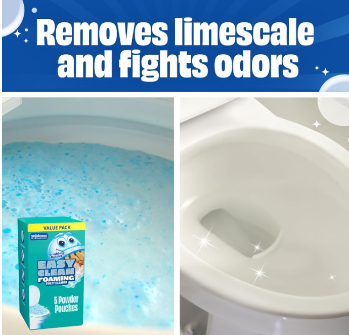 Scrubbing Bubbles Easy Clean Foaming Toilet Bowl Cleaner, Easy Drop In Powder Po