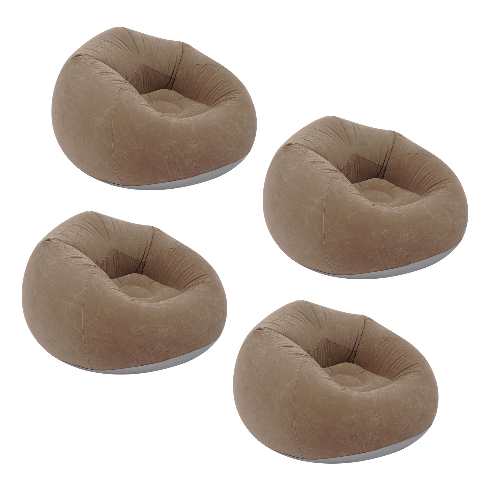 4 Pack Inflatable Sofa, PVC Flocking Fabric, 160 lbs Capacity, with Foot Pump