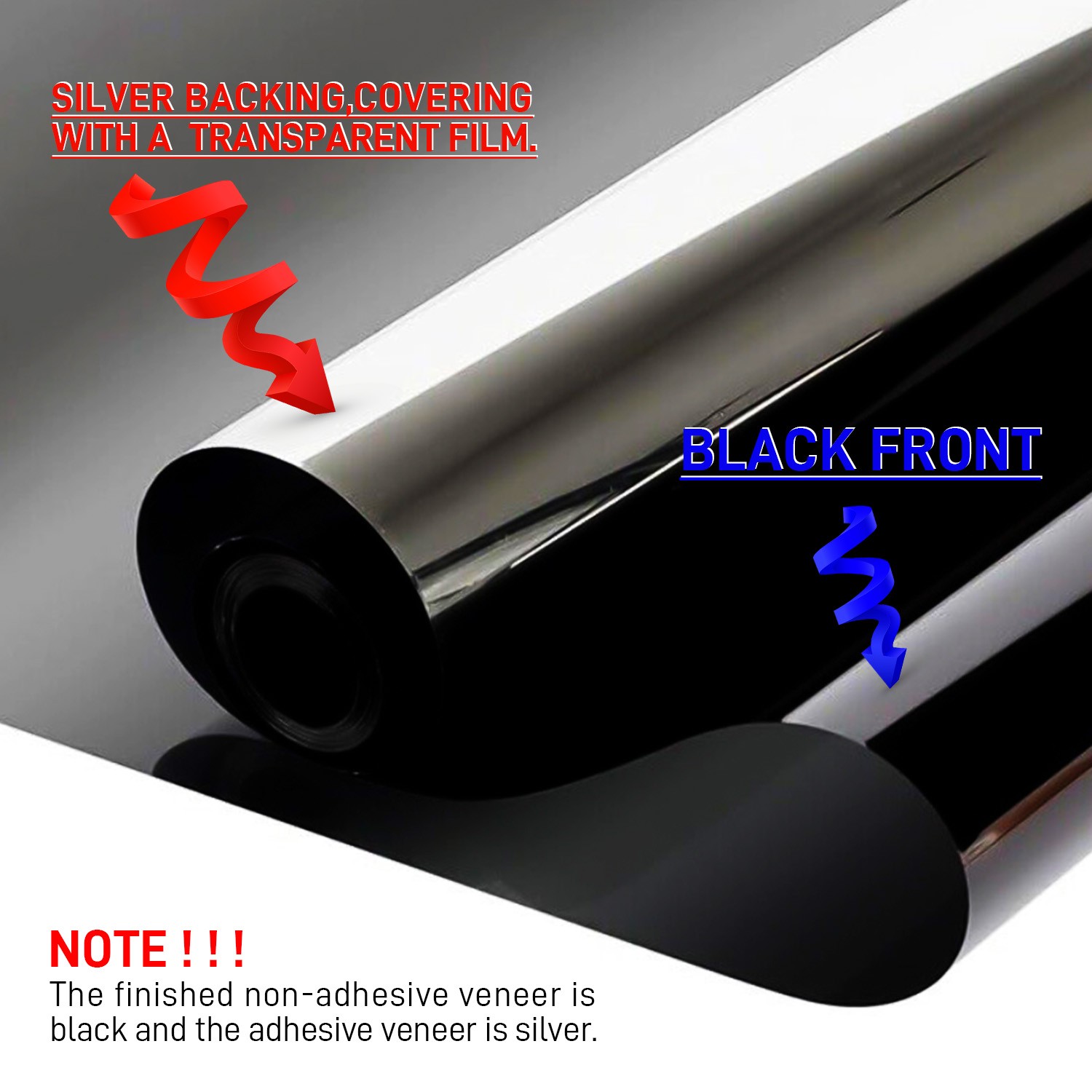 One Way Mirror Window Film Heat Control Reflective Black Silver Tint New