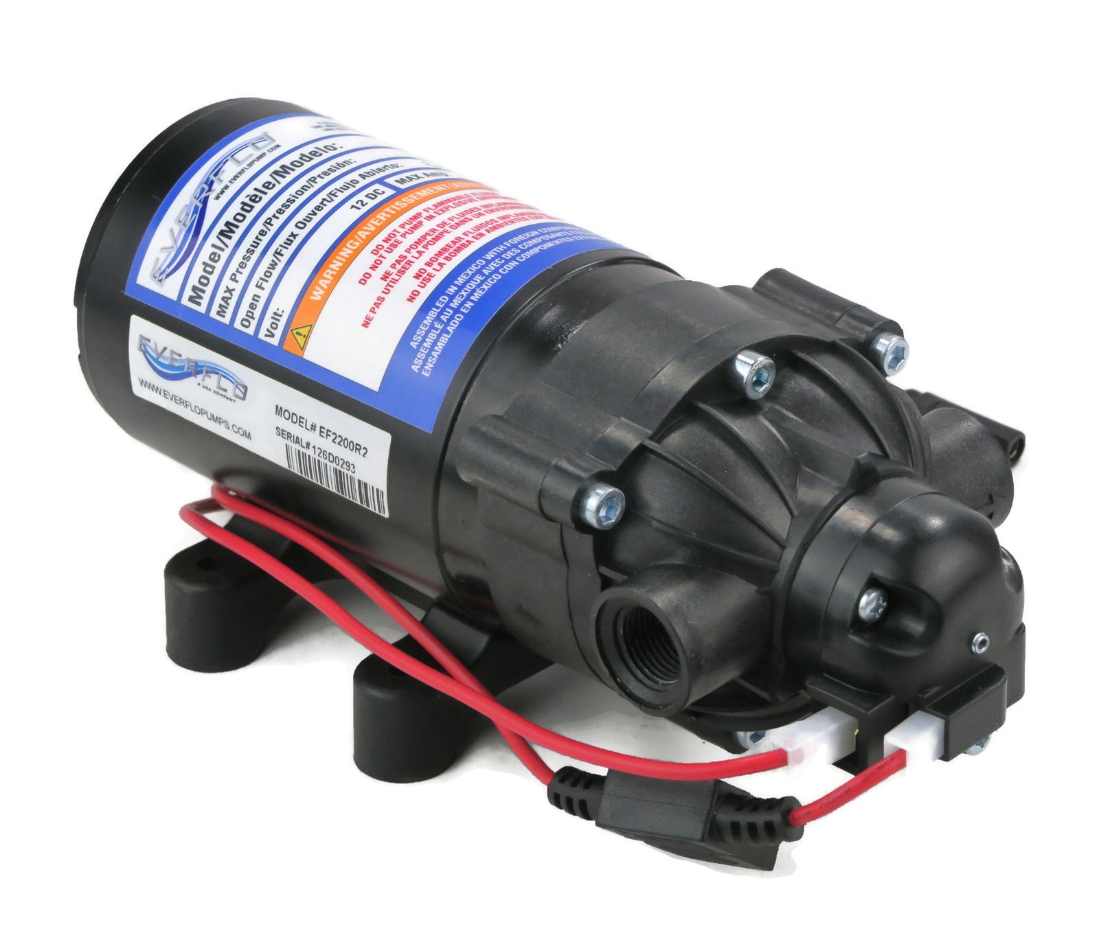 Everflo 2.2 GPM, 12 Volt, 70 PSI, Diaphragm Pump for Delavan 7812-104, 7812104