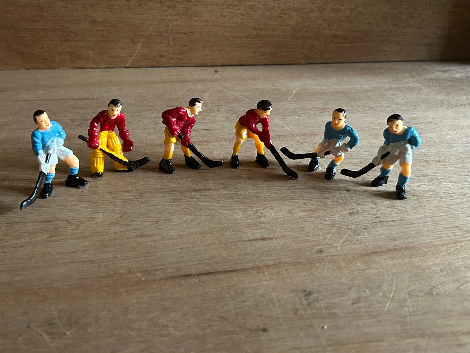 Hockey Player Toy Figurine Cake Topper Lot Mini Figure Unbranded Vtg 6 pc Set