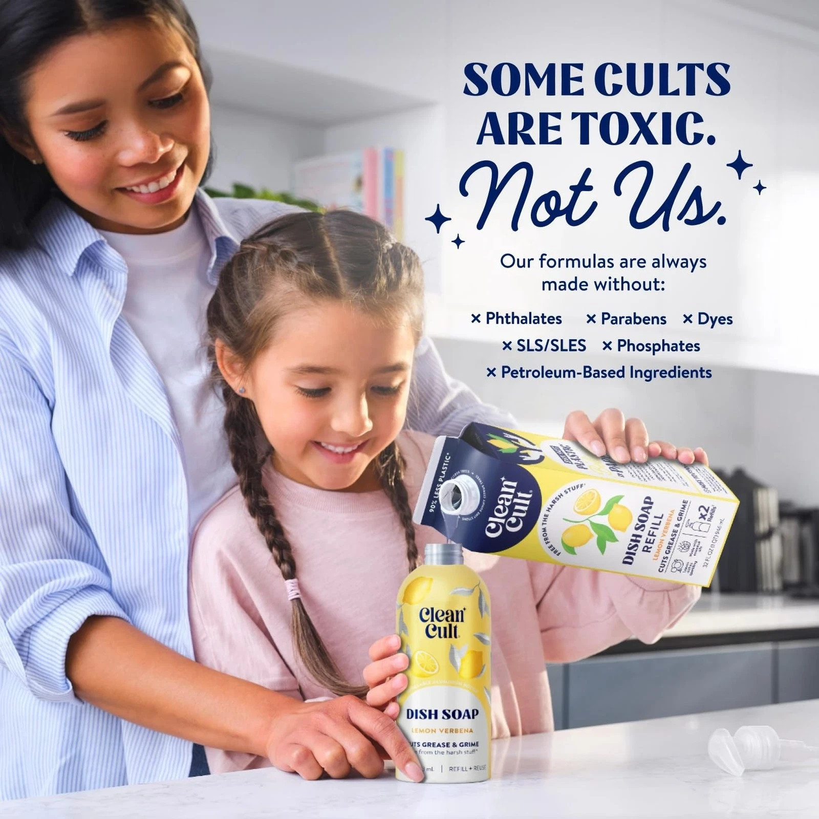 Cleancult Dish Soap Liquid Refills – Plant Based Cleaning Power – Cuts Grease…
