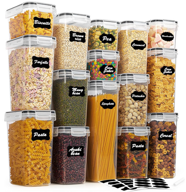 Airtight Food Storage Containers Set with Lids, 15pcs BPA Free Plastic Dry Food