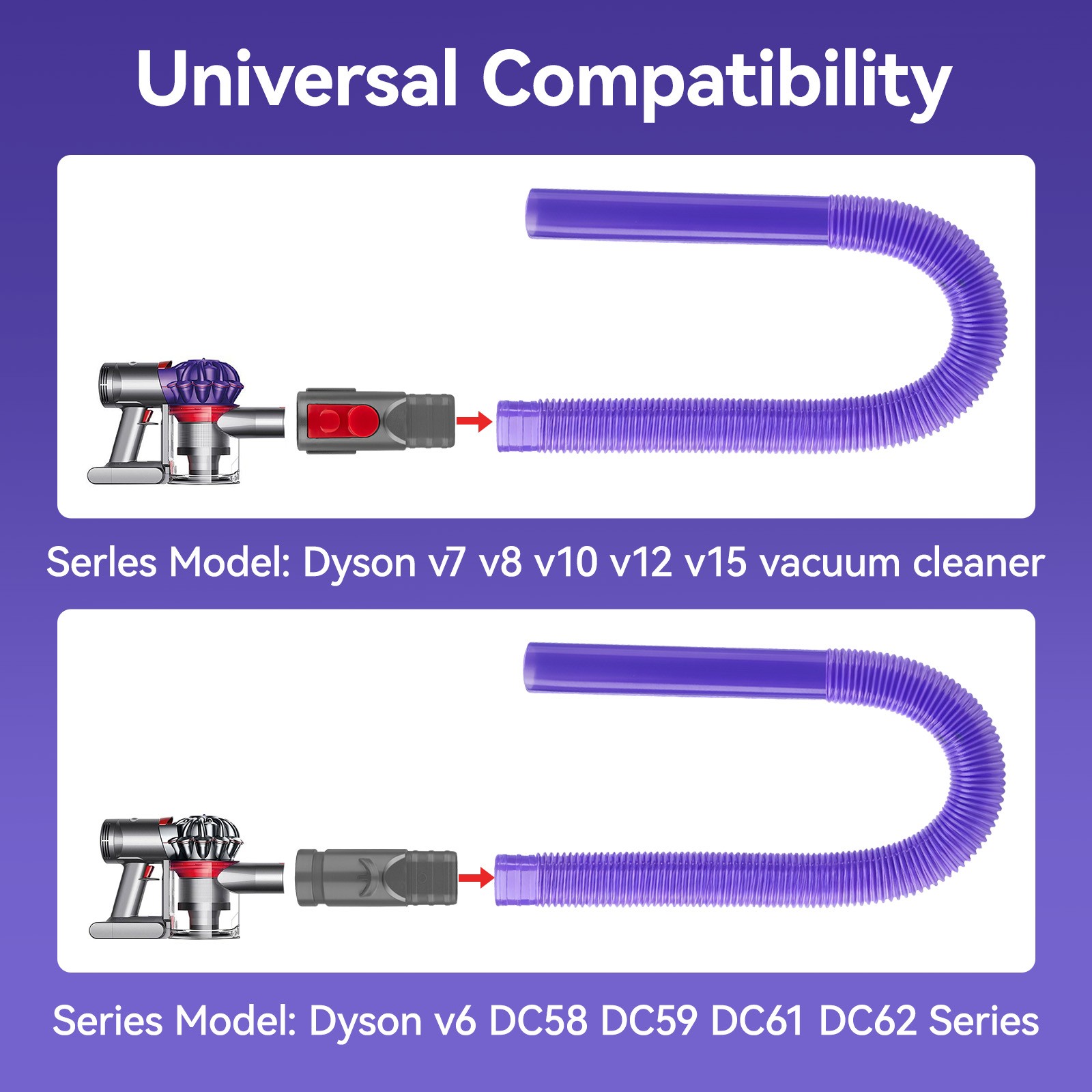 E.LUO Dryer Vent Hose For Dyson V6 V7 V8 V10 V11 V15 Vacuum Cleaner Lint Remover