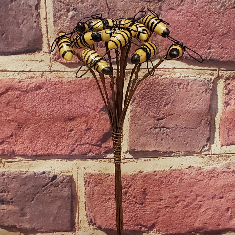 12 pcs Primitive BEE 9″ Stems, Picks, Bunch with Wire Wings – Summer Crafts