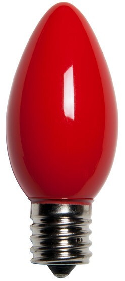 25-PK C9 RED Light Bulb Ceramic Opaque Traditional Christmas NEW 1630-03