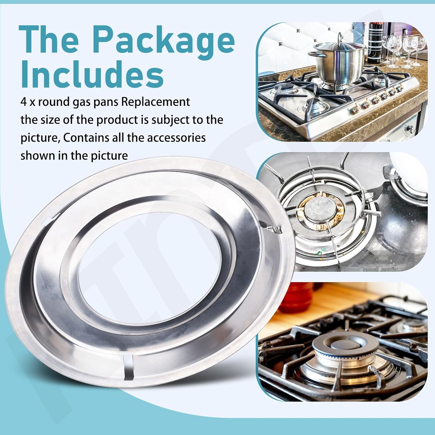 (Pack of 4) 5303131115, 540T014P01, RGP300 Round Range Stove Gas Pan W