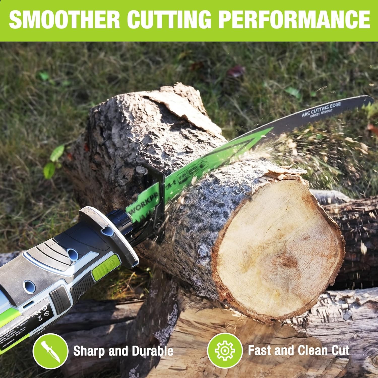 WORKPRO 3PCS 15″ Wood Pruning Reciprocating Saw Blades Set Arc Cutting Edge 6TPI