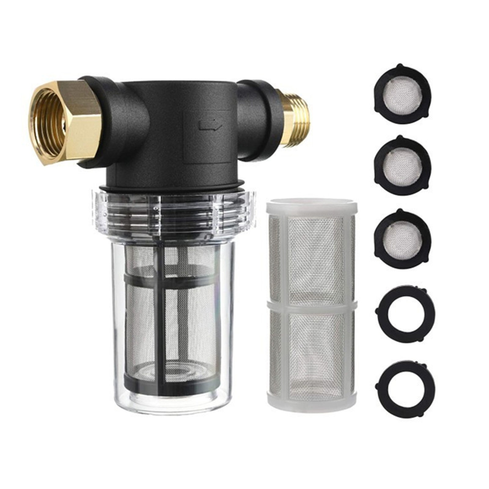 Plastic Metal Inline Water Filter Garden Pressure Washer 40 Mesh 100 Mesh Screen