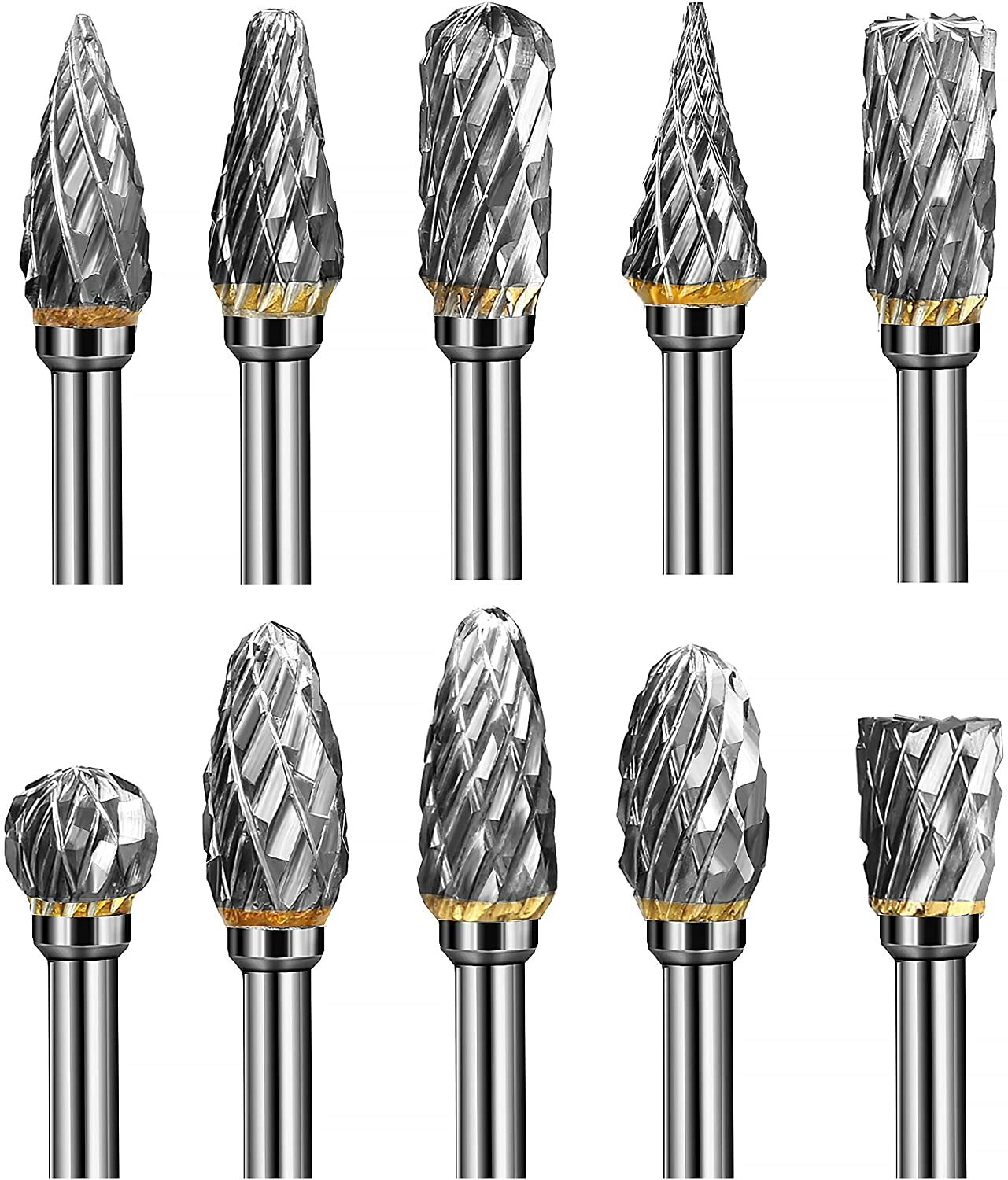 Tungsten Carbide Rotary Burr Bit Set 1/8″ Cutting Carving Burrs for Dremel Tool