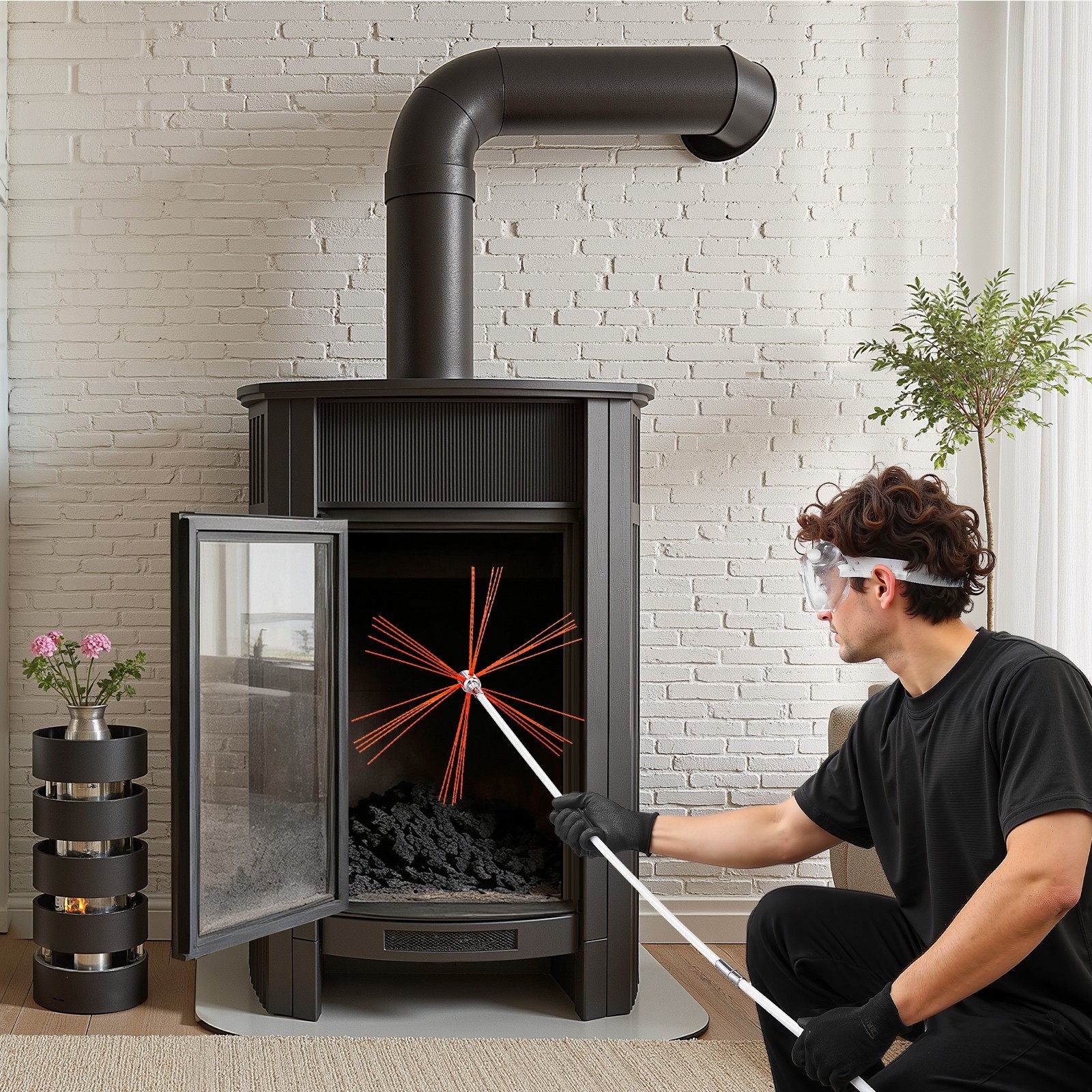 VEVOR Chimney Sweep Kit Chimney Brush for Square Arch Rectangle Chimneys