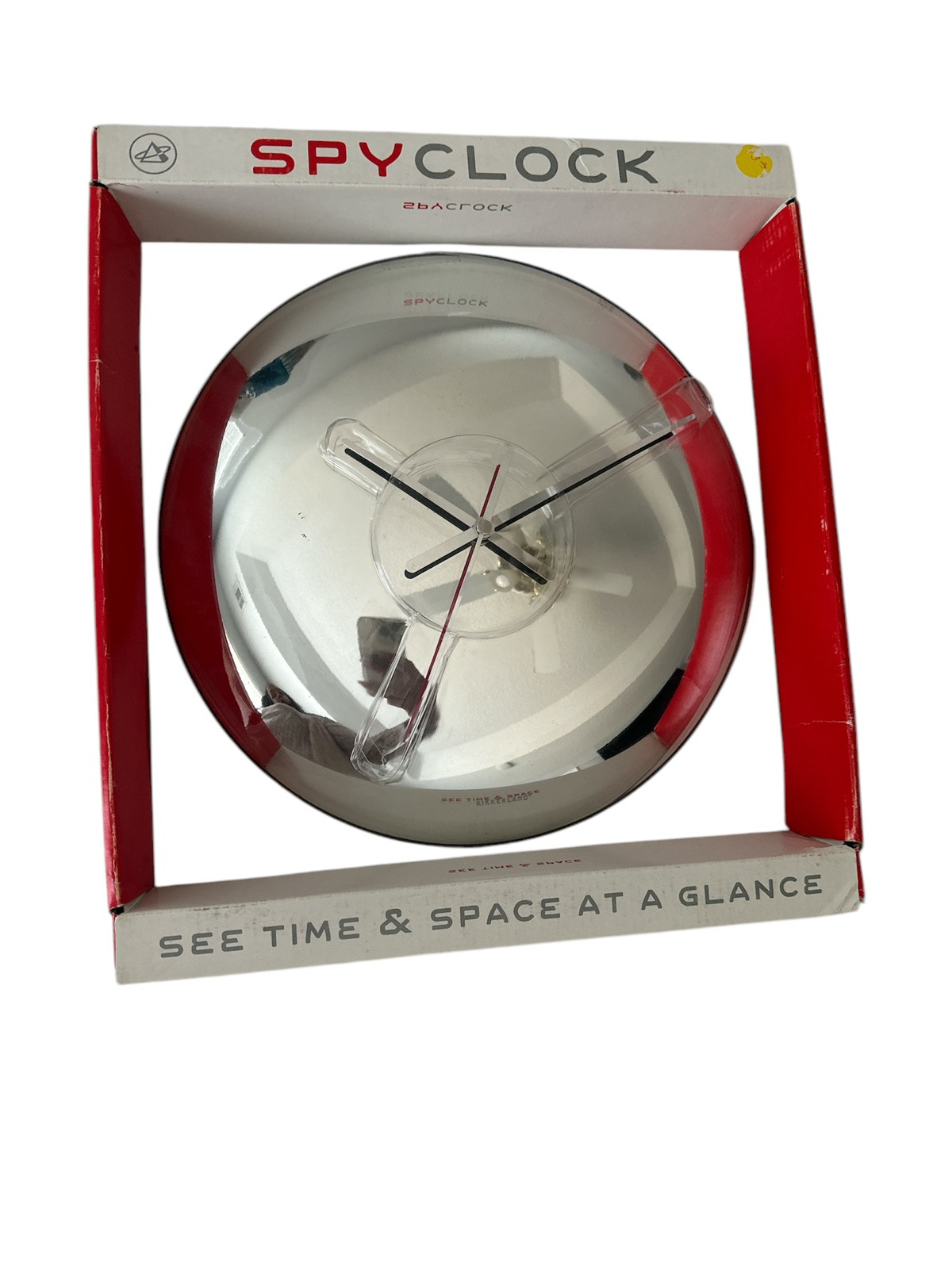 Kikkerland SpyClock Wall Clock Mirror Nickel Silver See Time & Space Reflective