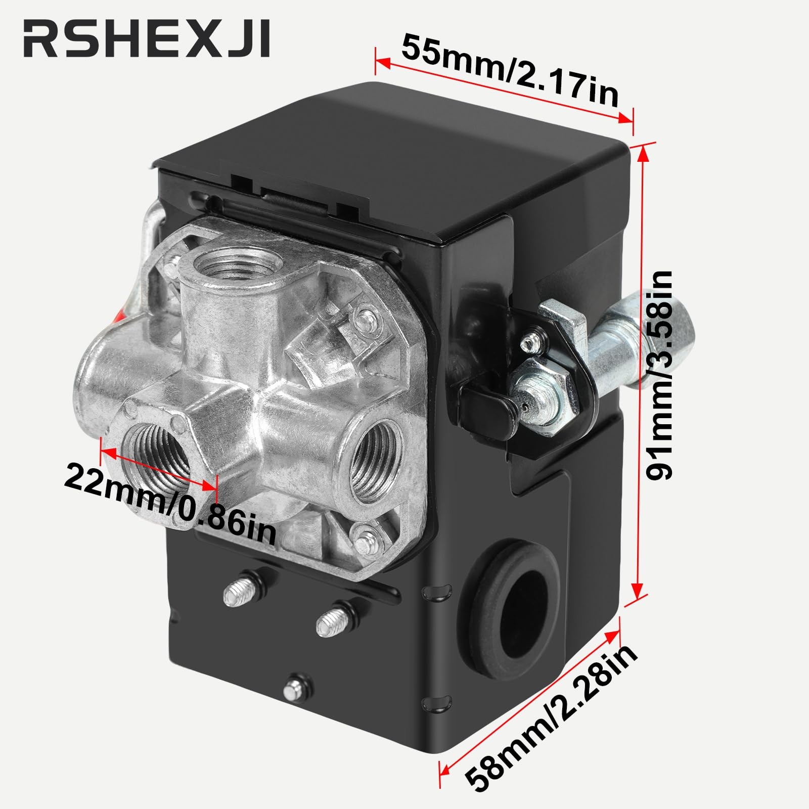 Air Compressor Pressure Switch FB104H, 4 Port 1/4″ NPT, 95120 PSI Pressure Co…
