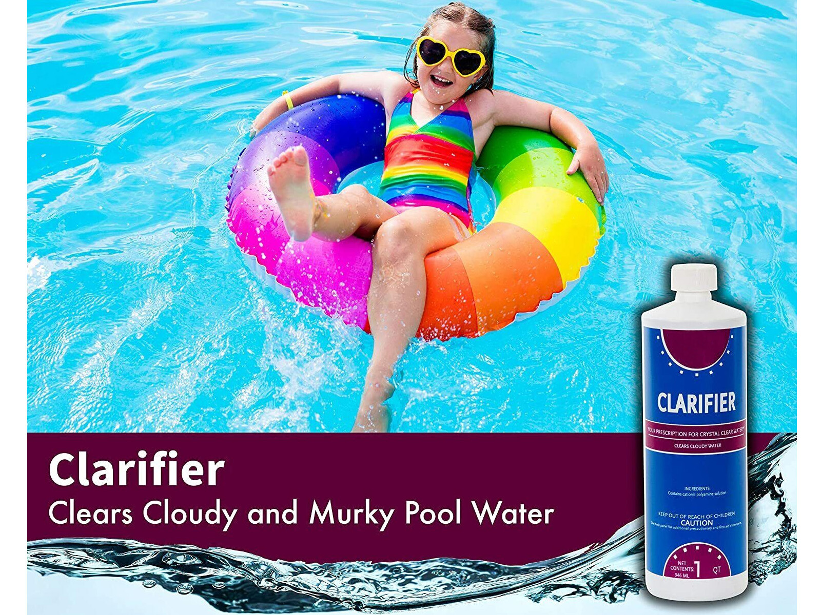 Swimming Pool Chemical Super Clarifier – 32 oz Bottle – (Select Quantity)