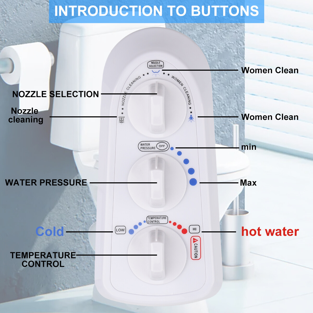 Bidet Fresh Water Spray Kit Non Electric Toilet Seat Attachment Hot Cold Wash