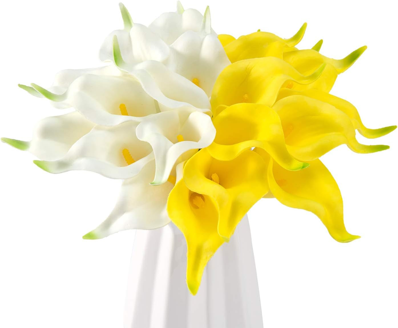 22pc13.4in Artificial Calla Lily Flowers Bouquet（White and Yellow） | Faux Calla