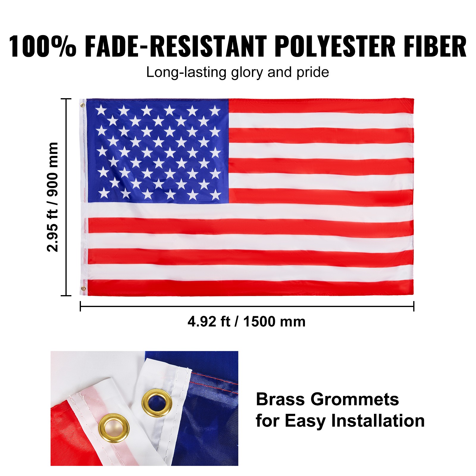VEVOR 30FT Detachable Flagpole Kit Heavy Duty Aluminum Flag Pole American Black