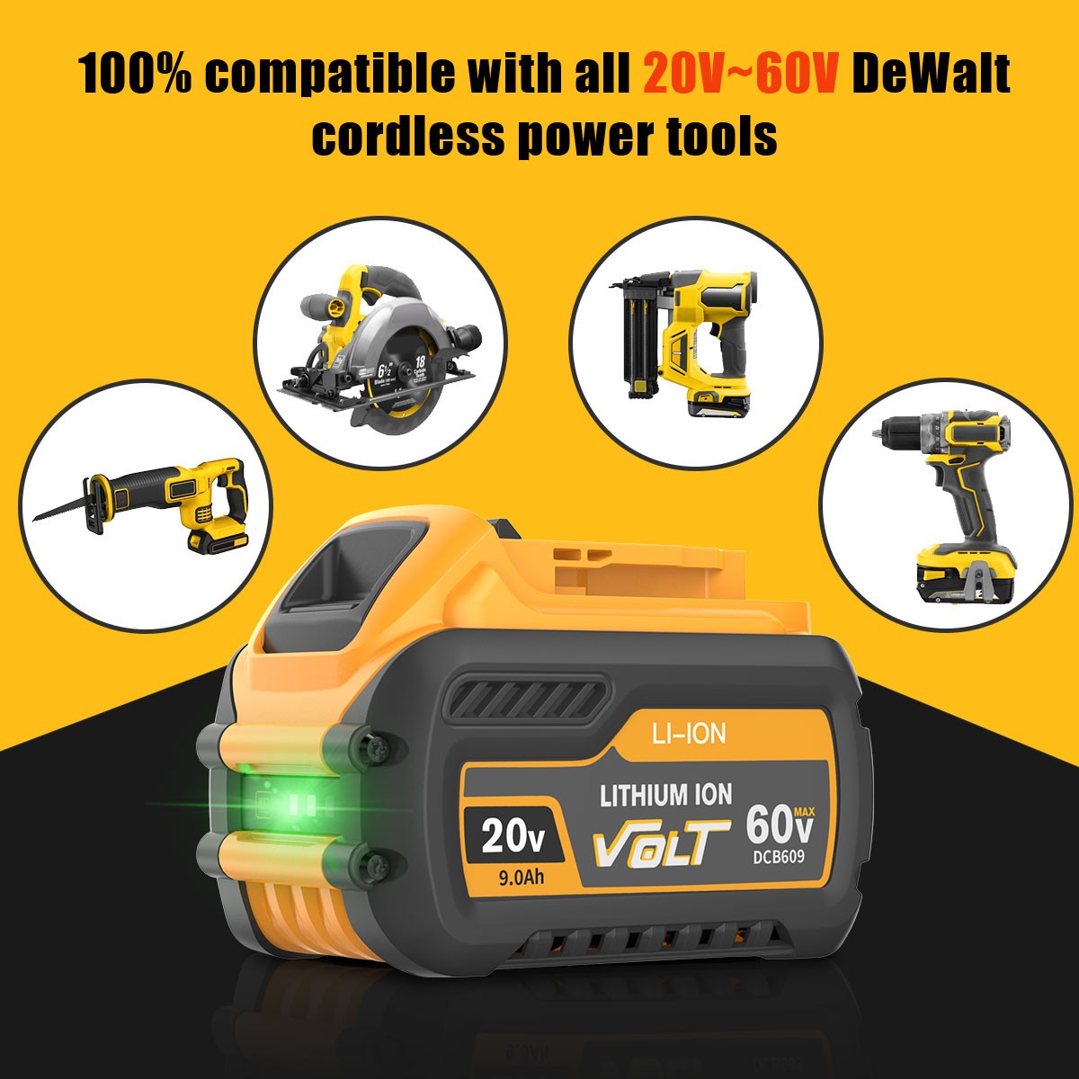2 Pack For DEWALT DCB609 20V/60V MAX FLEXVOLT 9.0Ah Lithium-Ion Battery Tool New