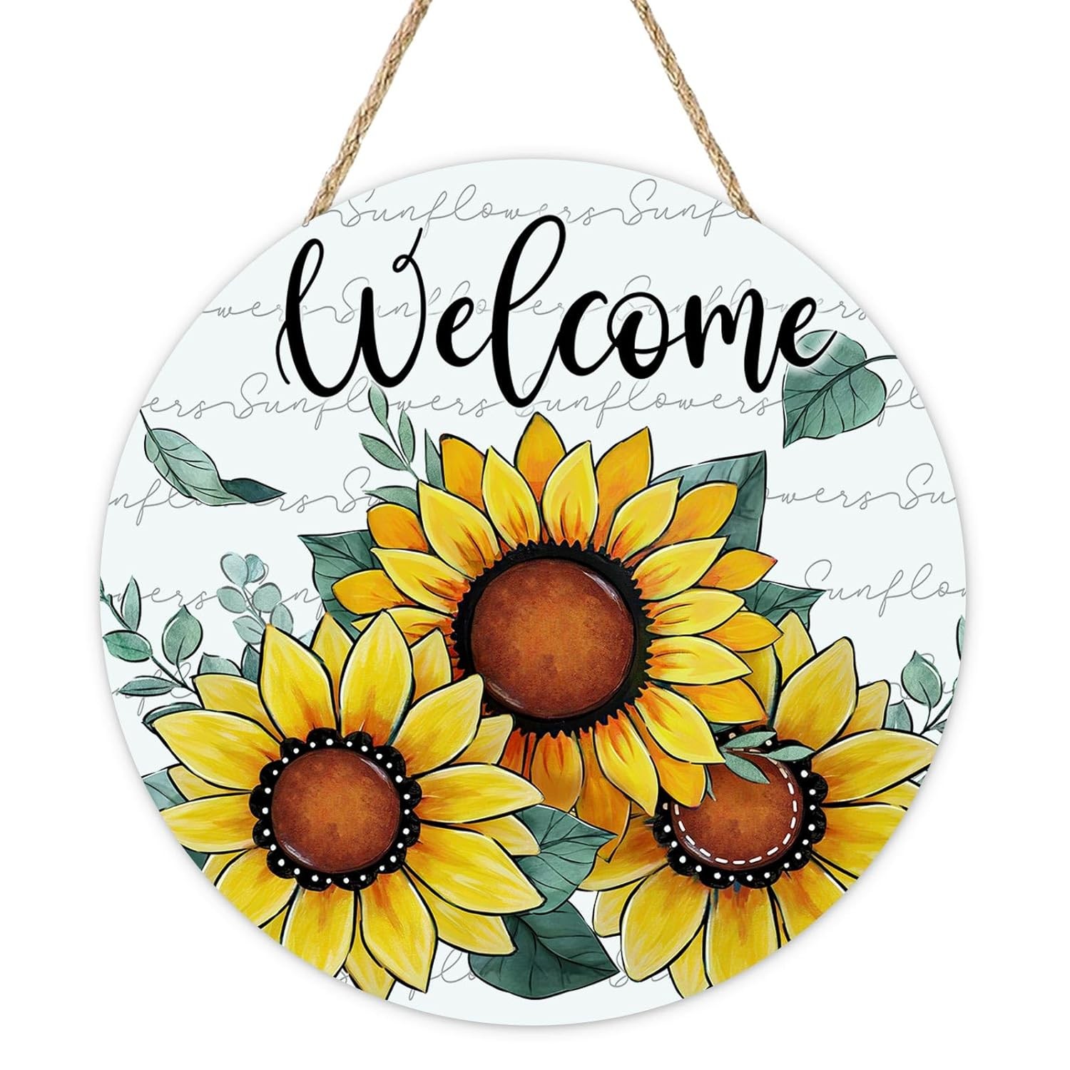 Spring Summer Wooden Sunflower Front Door Welcome Floral Fall Seasonal Decor