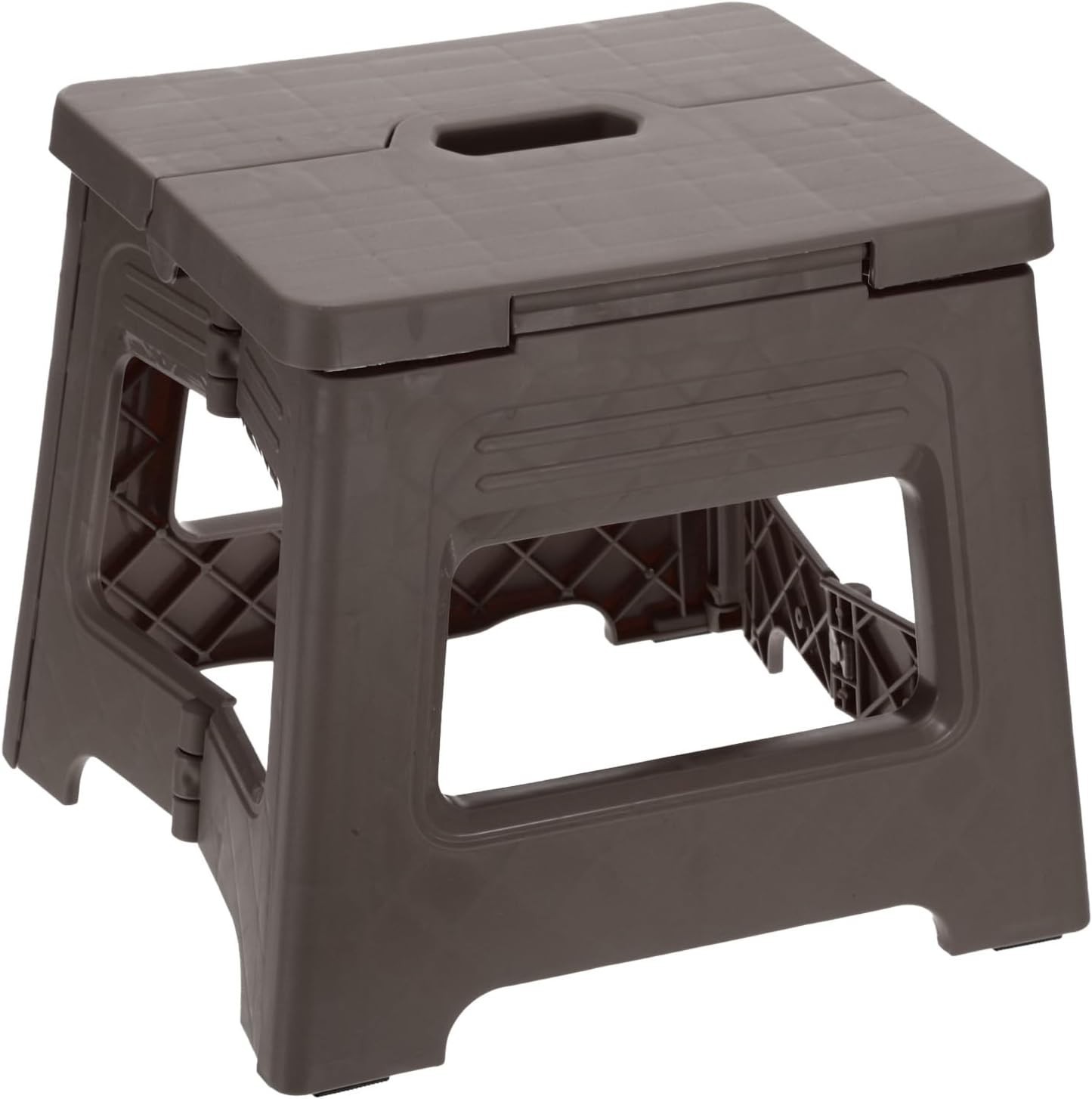 Folding Step Stool 8″ High – 300 lb Capacity – Brown Plastic – Portable & Sturdy
