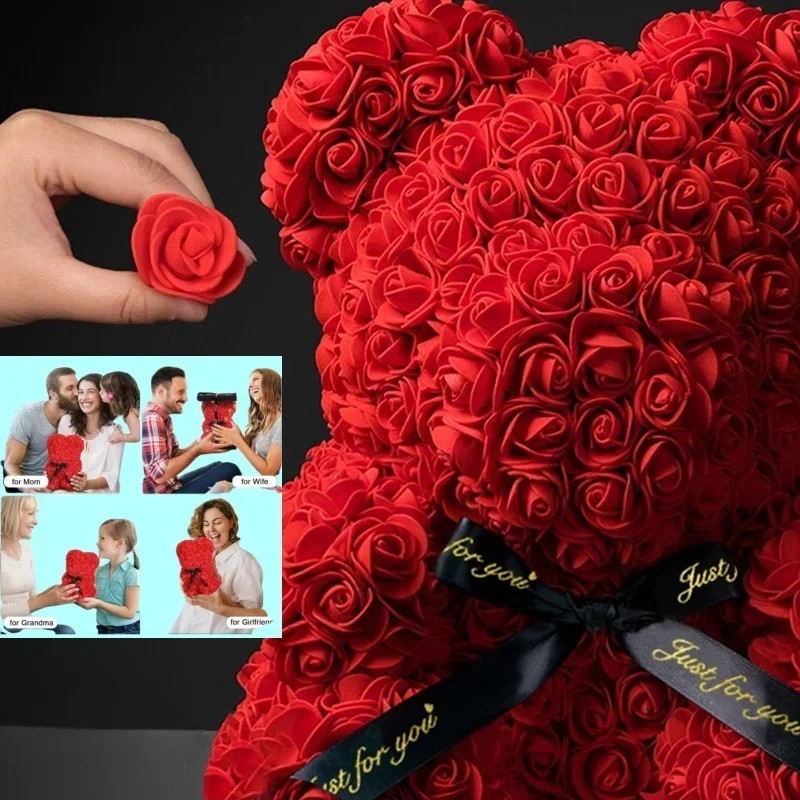 Artificial Eternal Rose Teddy Bear Gift for Mom Mother’s Day Birthday