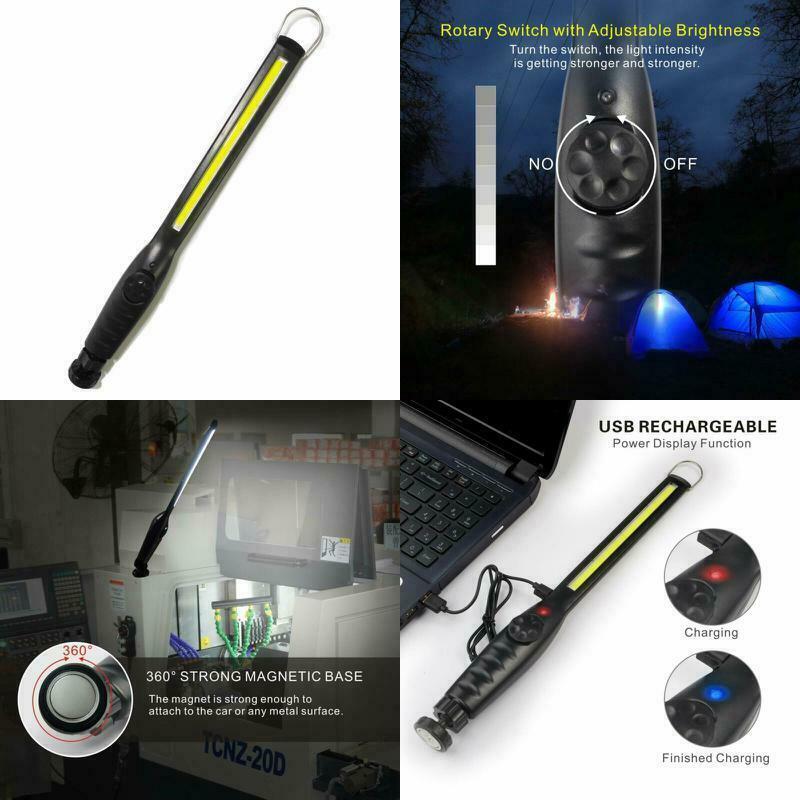 2pcs Rechargeable LED Slim Work Light Mechanic Flashlight Lamp Bar Camping Torch