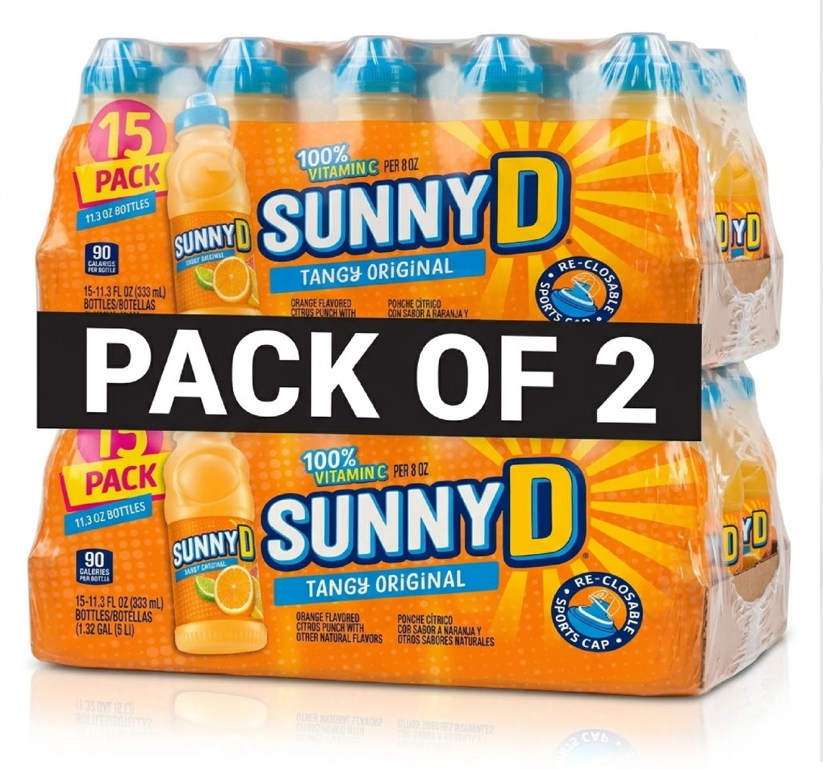 ( 2 PACK) SUNNYD Tangy Original Orange Juice Drink, 30 Count, 11.3 fl oz.