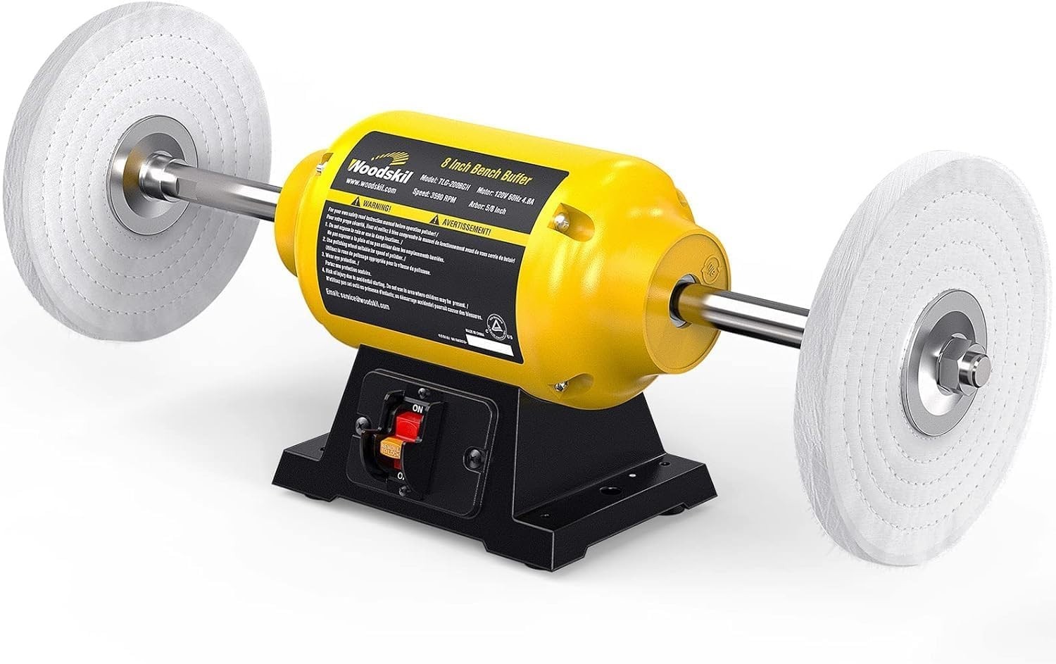 BUCKTOOL3/4 HP Bench Buffer Polisher 4.8A 8 inch Jewelry Buffer Polisher Machine