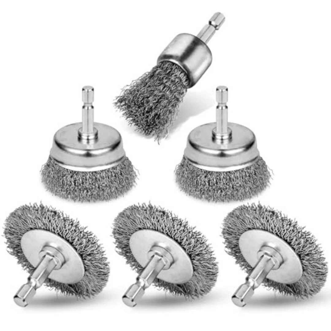 6Pcs Professional Carbon Steel Wire Wheel Brush for Drill – Cleaning Rust Attach