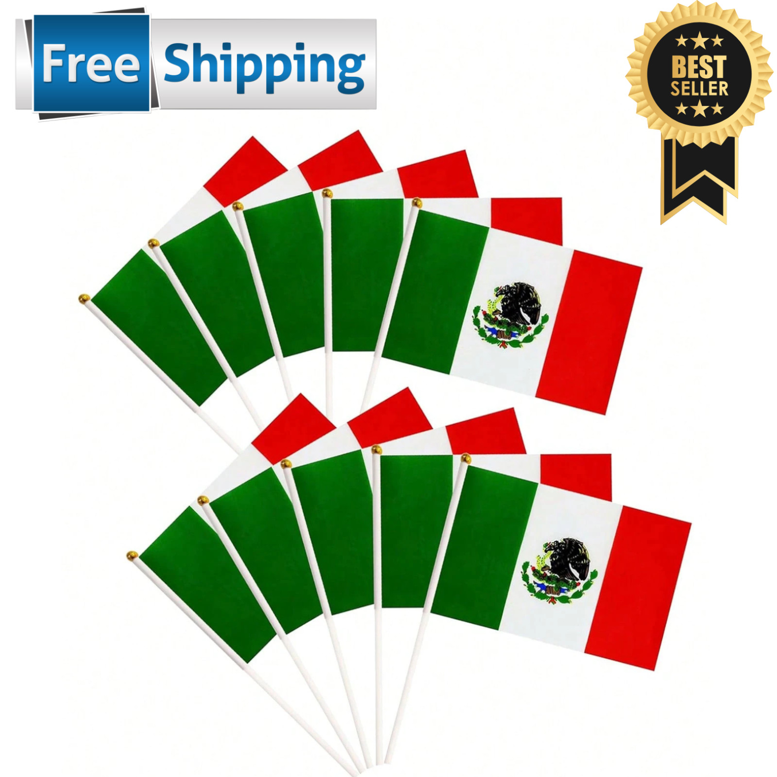 10x Mini Flags on Stick Small Handheld International Country 5×8 in Parade Decor