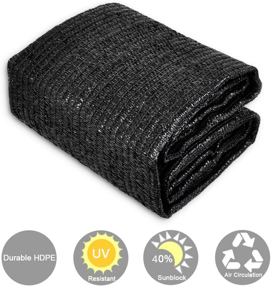 Cerbior 40%UV Sunblock Shade Cloth for Garden Plant Cover Black Greenhouse Patio