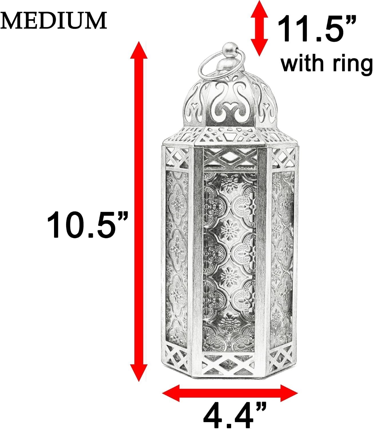 Emerald Green Moroccan Lantern – 10.5in Tall Candle Holder for Enchanting Decor