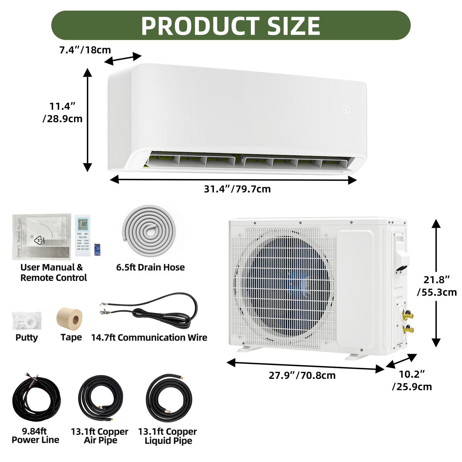 12000 BTU Mini Split A/C Heat Pump 17 SEER2 Energy Efficient Comfort Ductless