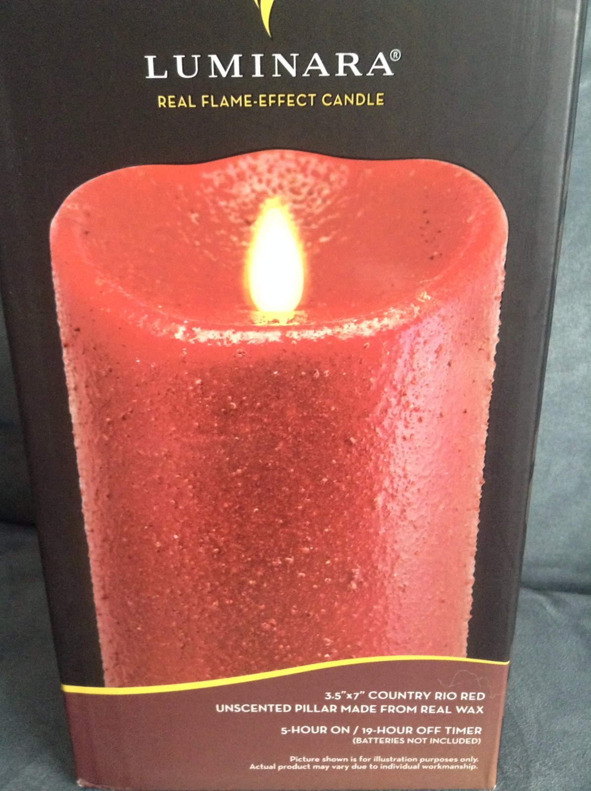 LUMINARA 3.5 X 7 COUNTRY RIO RED UNSCENTED PILLAR CANDLE WITH 5 HR TIMER
