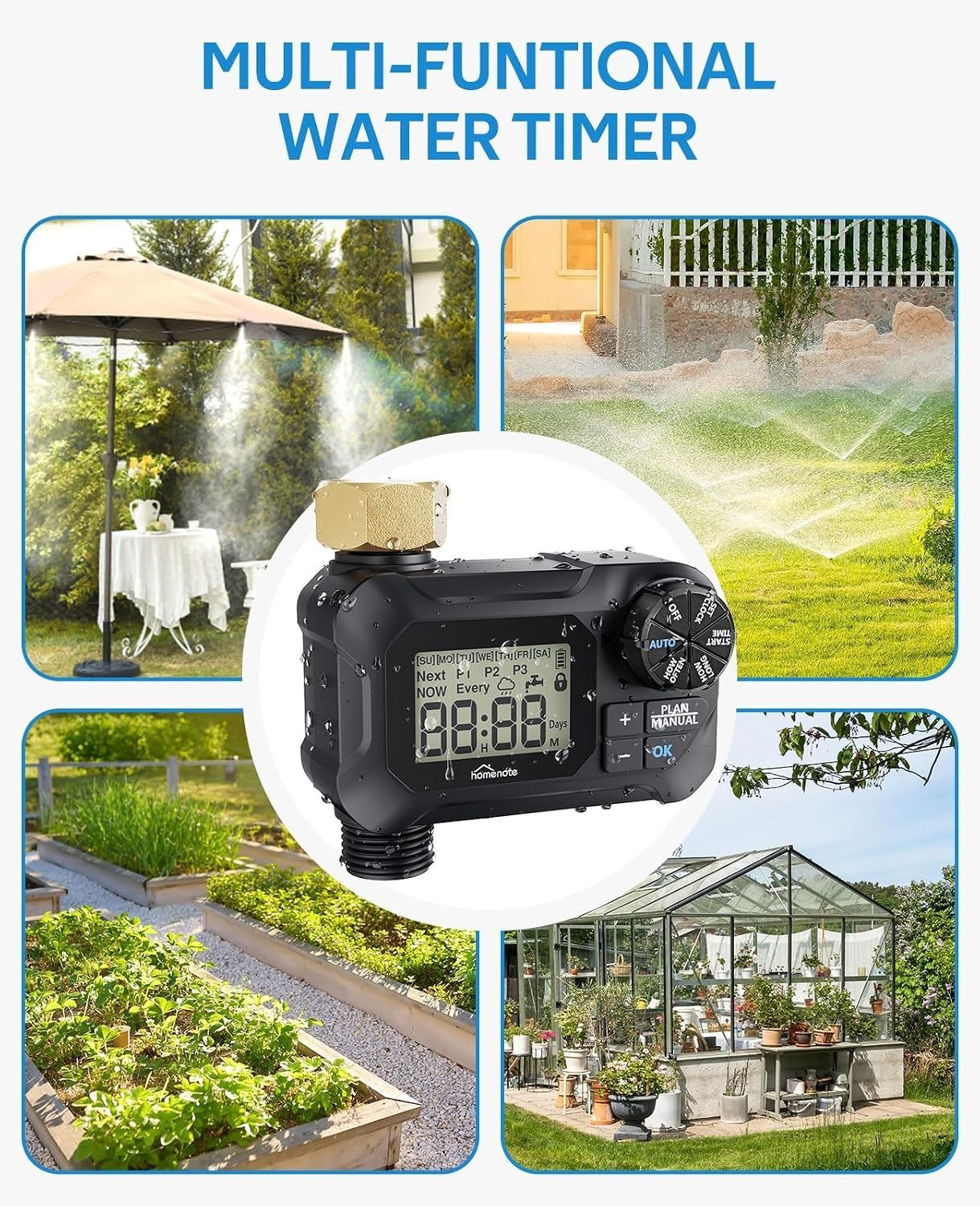 Automatic Misting Cooling System with Timer, 46FT Misting Line, 10 Brass Nozzles
