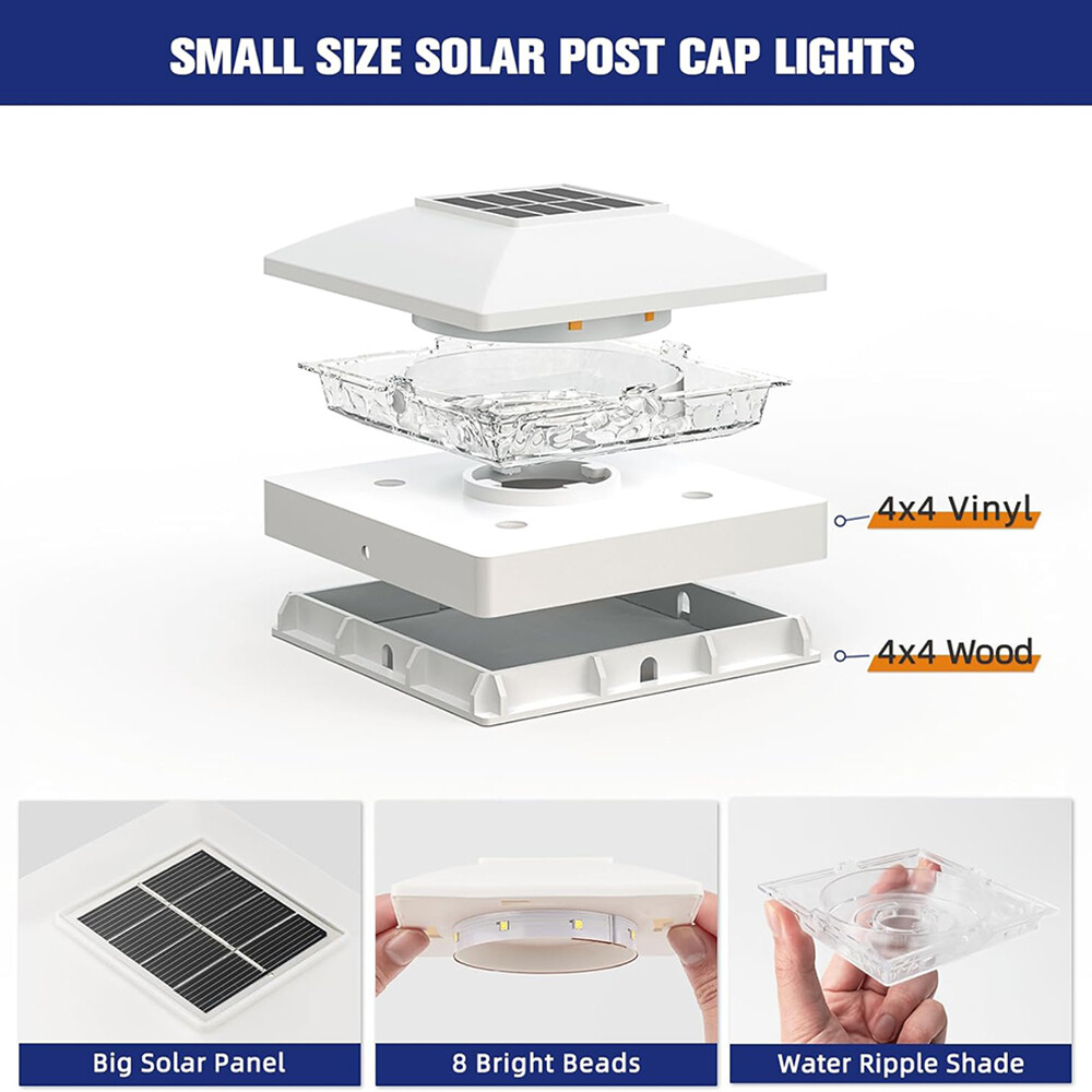 6/12/18Pack Solar Post Cap Light For 4×4 Outdoor Waterproof LED Deck Fence Light
