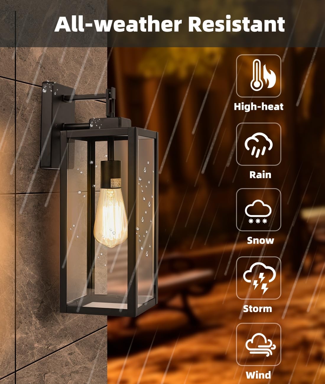 Faymart Lighting 2 Pack Large Outdoor Wall Sconce 18 Inch Black Wall Lantern